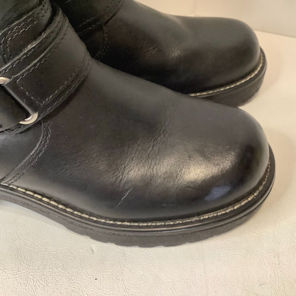 Harley Davidson Womens Black Leather Zip Motorcycle Boots 84009 USA Sz 8.5 - Picture 7 of 10